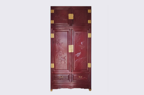 柘荣高端中式家居装修深红色纯实木衣柜